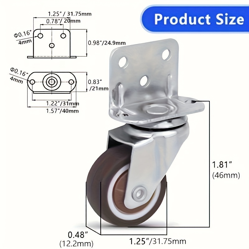 Side Mounting Casters Brake L shaped Universal Wheels Side - Temu