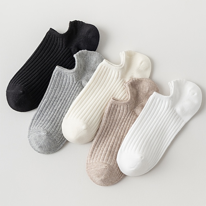 

5 Pairs Simple Solid Socks, Soft & Lightweight Low Cut Ankle Socks, Women's Stockings & Hosiery