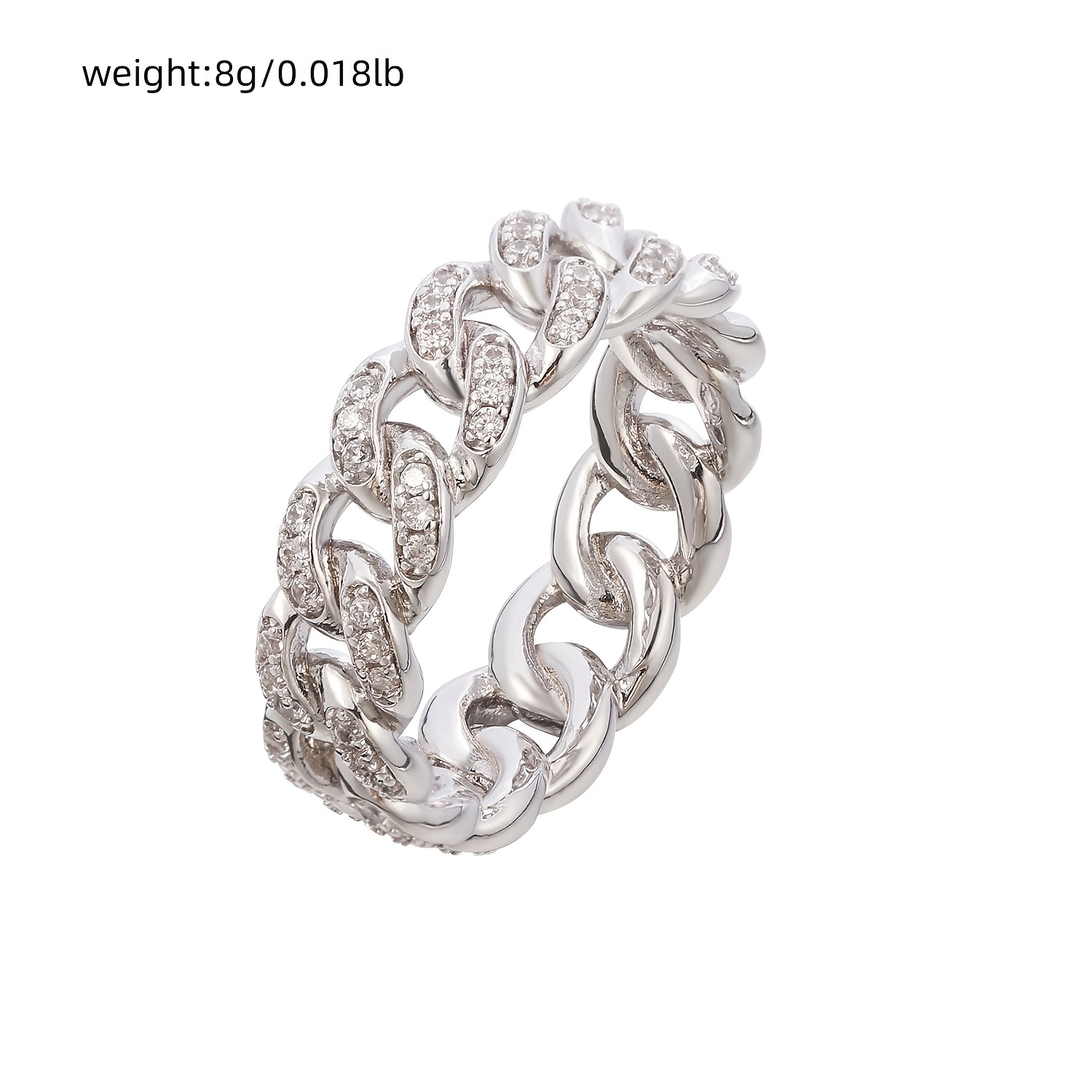 Men's Cuban Link Pave Ring with Artificial Diamonds