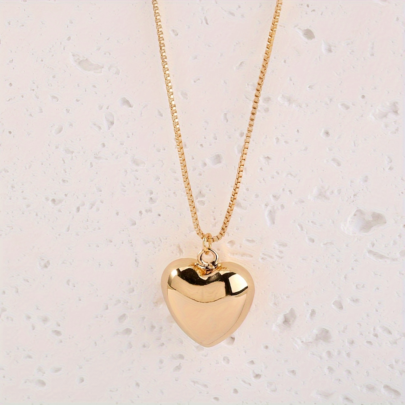 TEMU Collar De Colgante De Corazón Grande Y Brillante, Estilo Minimalista Simple, Collar De Cobre Para Mujer