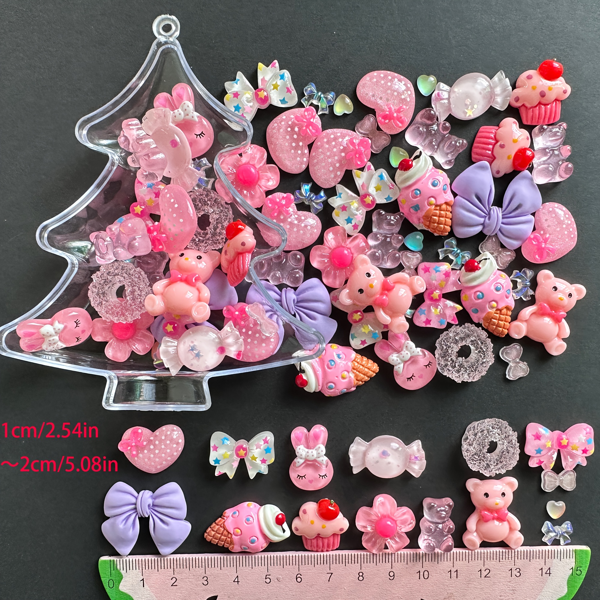 Kawaii 20pcs Nail Charms Kawaii Pink Cartoon Donut Ice Cream Bear