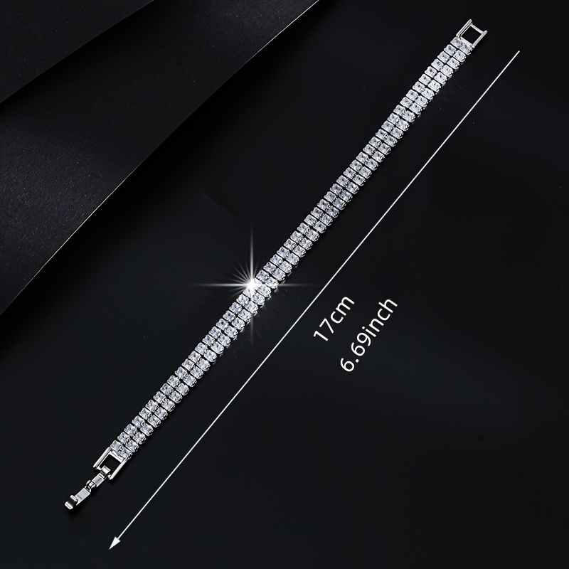Two Rows Tennis Bracelet with Cubic Zirconia