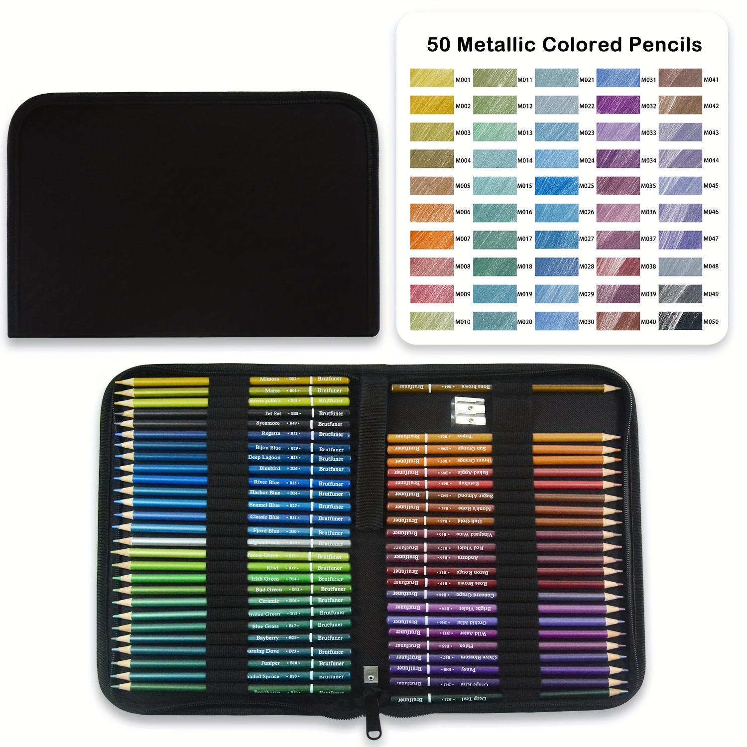 50 Professional Metallic Colored Pencils With Sharpener Pre - Temu