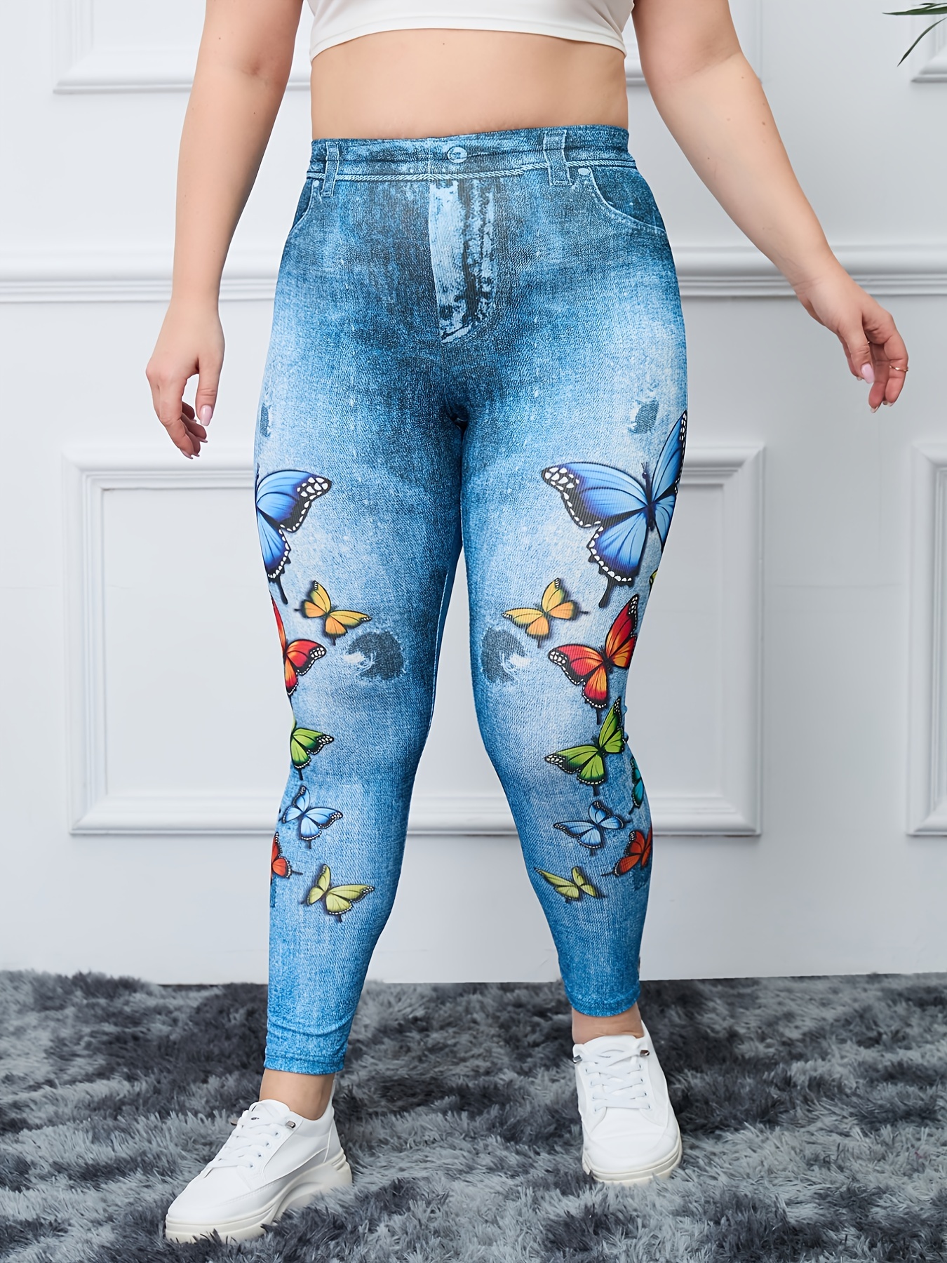 Plus Size Casual Pants Women's Plus Sunflower Print High - Temu