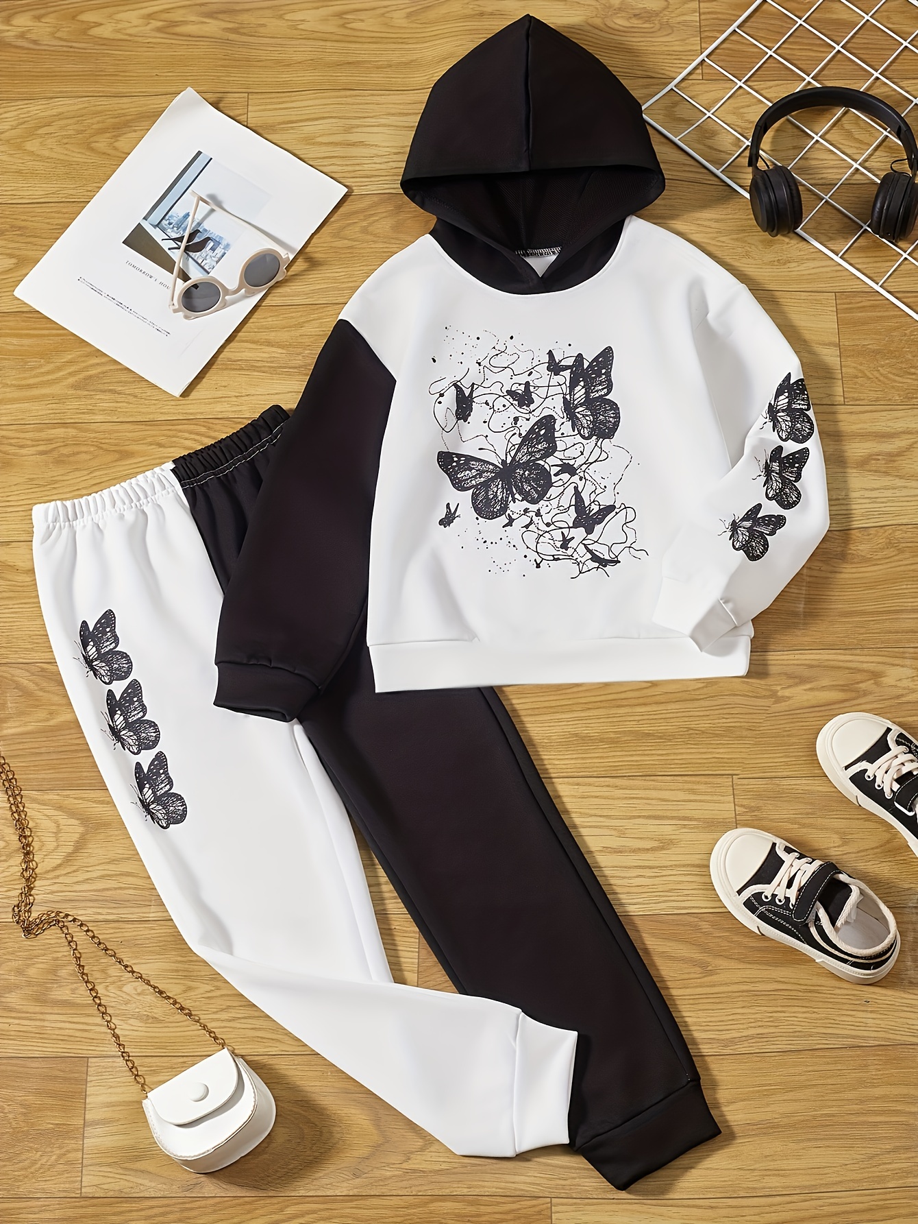 Butterfly Graphic Hoodie Top Jogger Pants Casual Sports Suit - Temu