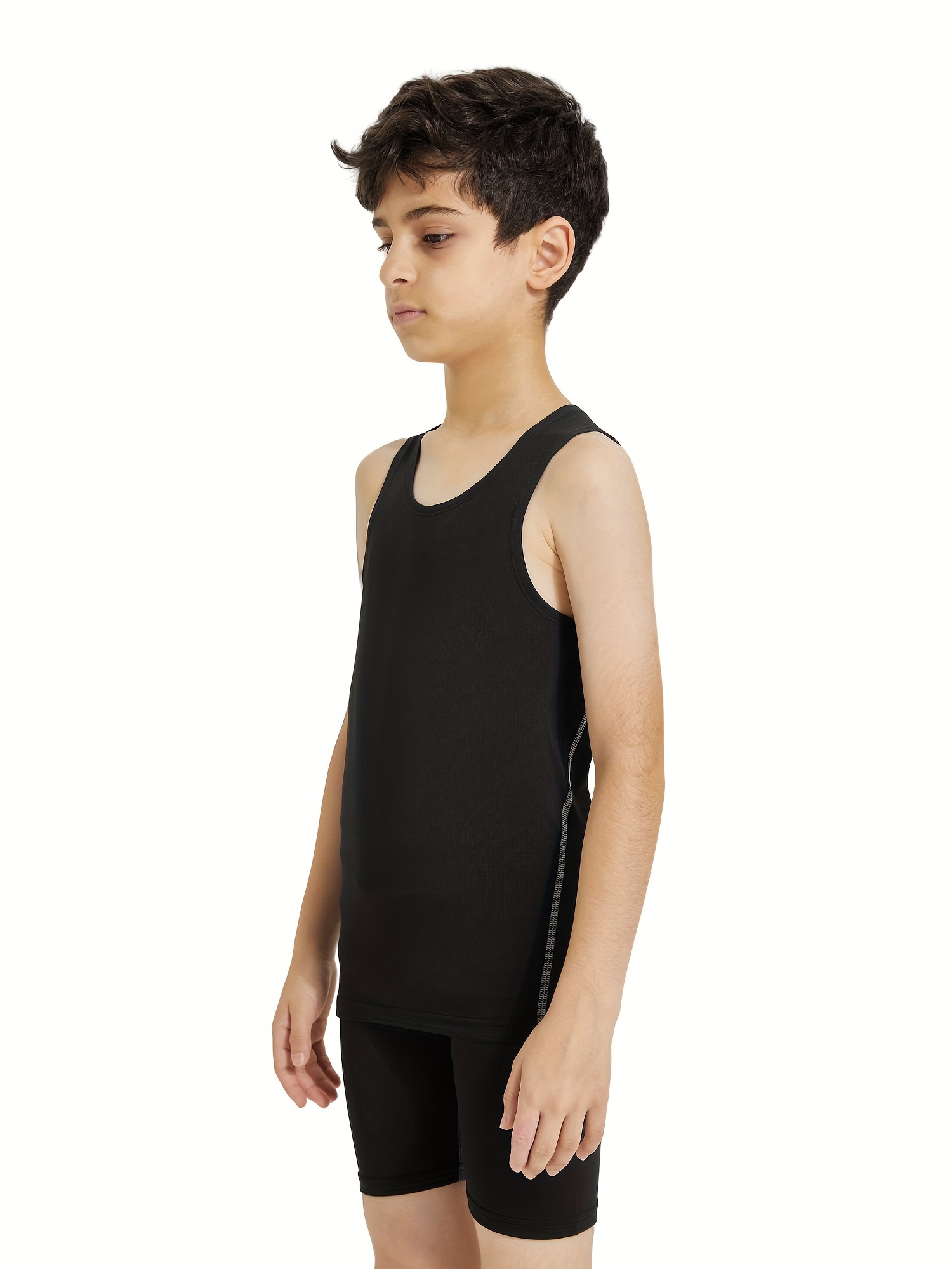 2pcs Compression Tank Top For Kids, Athletic Sleeveless Undershirts,  Workout Base Layer Vest For Boys & Girls