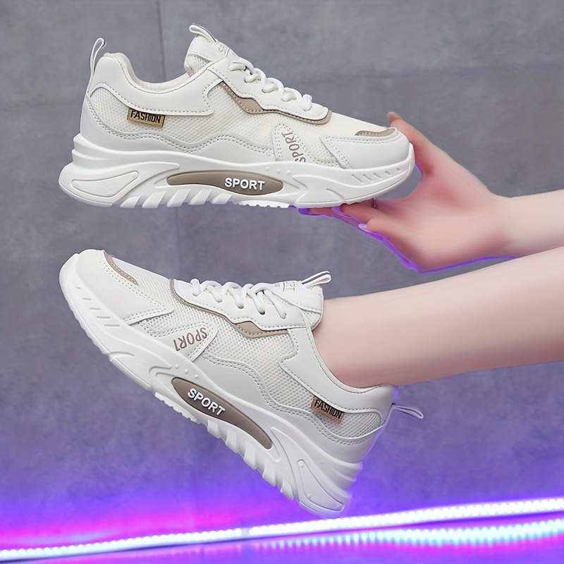 Women's Mesh Platform Sneakers Lace Up Comfortable Running Shoes