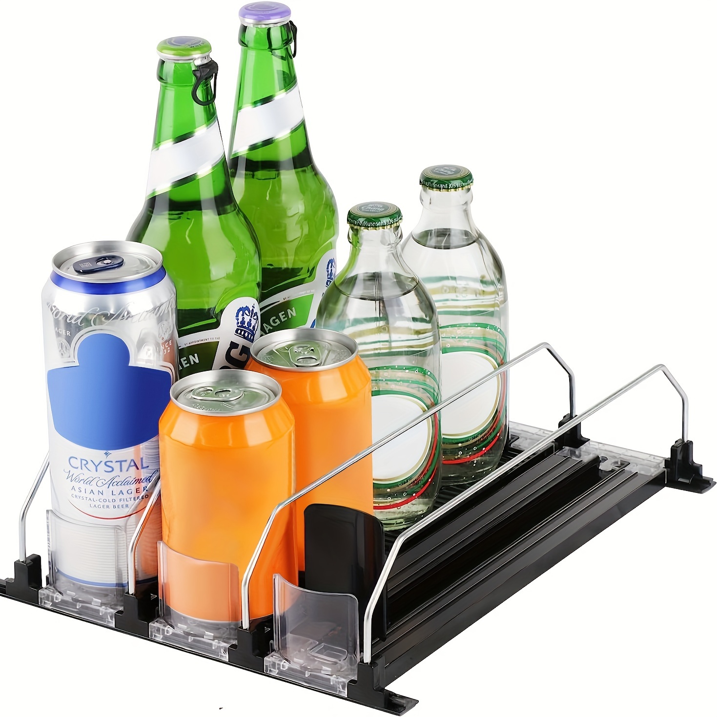 Sorbus Dispensador de latas para refrigerador, organizador de 12 latas,  estante de sistema de rotación, organizador de latas de soda transparente  para