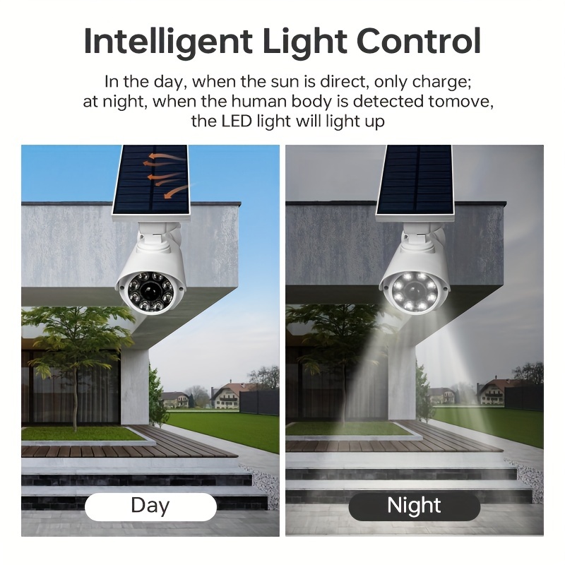 Yuarisx Cámara de seguridad falsa con energía solar, bala de vigilancia  CCTV con LED simulada, luz intermitente roja realista y calcomanía de