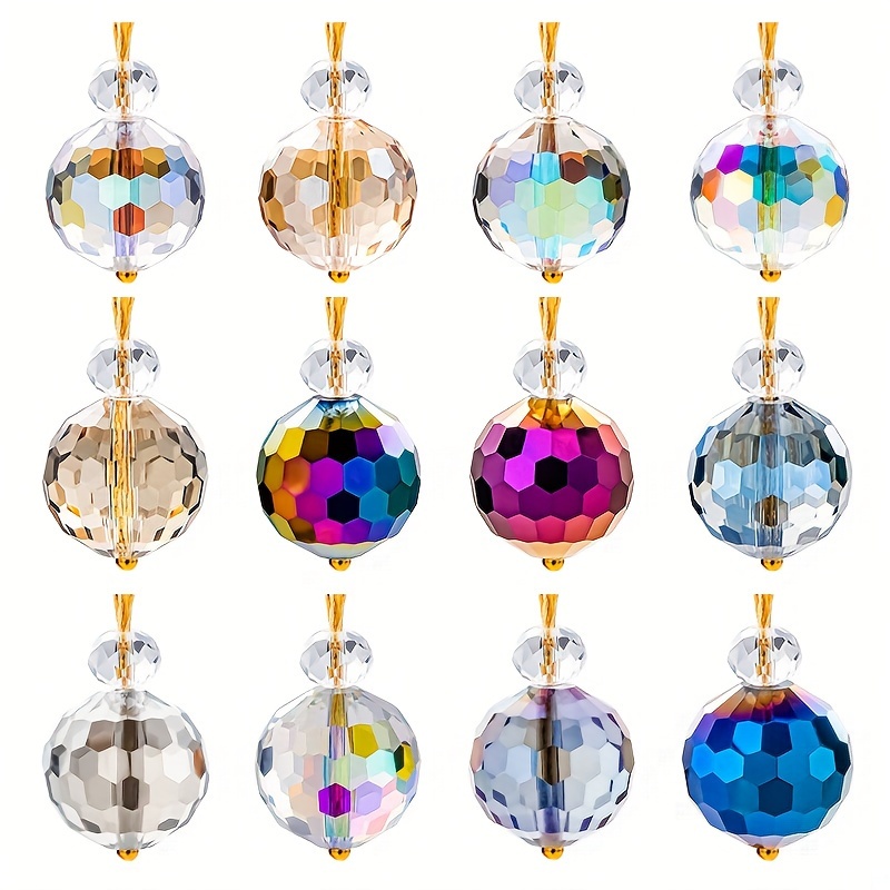 12 mini adornos navideños de bolas de cristal multicolor, mini bolas de  prisma coloridas, adornos de mini árbol de cristal, bolas colgantes de