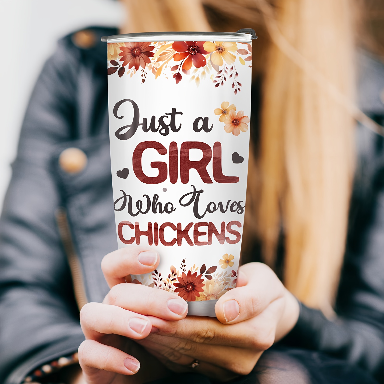 Just A Simple Woman Coffee Chickens Color Printed Tumblers