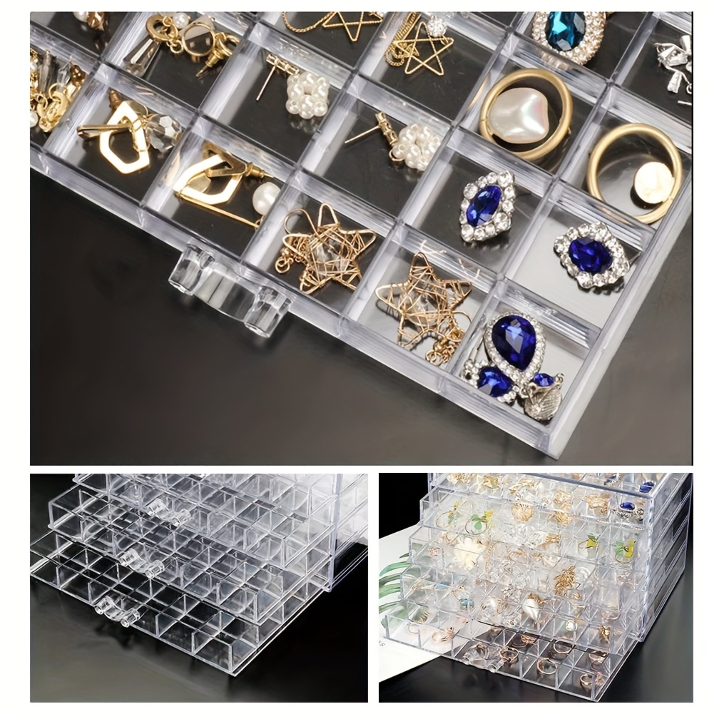 Acrylic Jewelry Organizer Box, Clear Earring Finger Ring Storage
