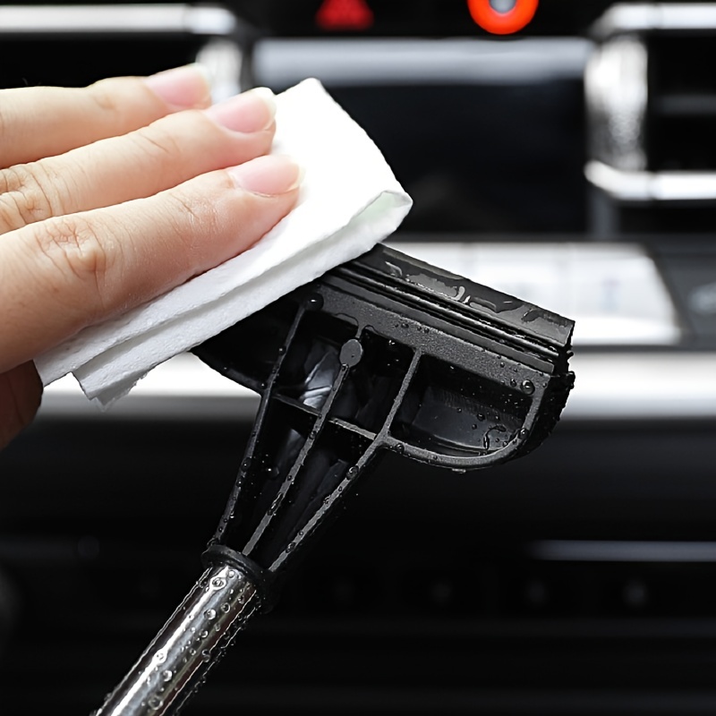  Car Rearview Mirror Wiper Telescopic Auto Mirror Squeegee  Cleaner 98cm Long Handle Car Cleaning Tool Mirror Glass Mist Cleaner  (Black) : Automotive