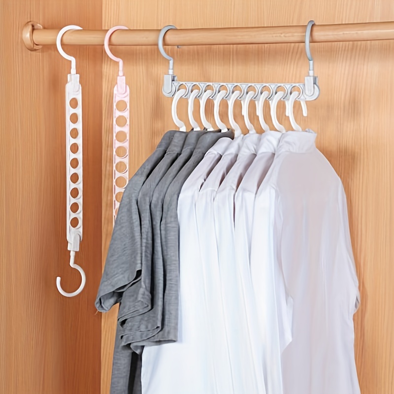 10pcs craetive 5-hole clothes Hangers, Folding Heavy Duty Clothes Hangers,  Household Space Saving Organizer For Bedroom, Closet, Wardrobe, Home,  Dorm-Black