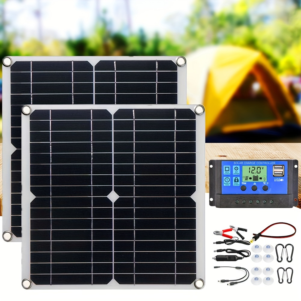 1pc/2pcs Kit De Panel Solar Portátil Cargador De Batería - Temu