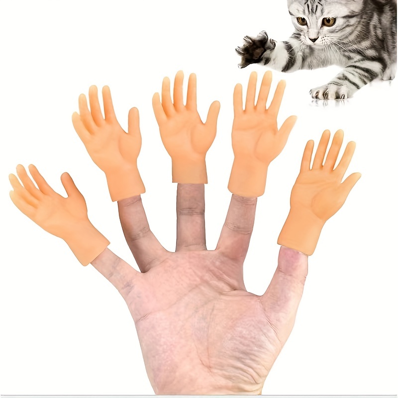 Simulation little hands funny mini hands foot finger sleeve silicone hand  puppet novel prank finger toys tease cat props
