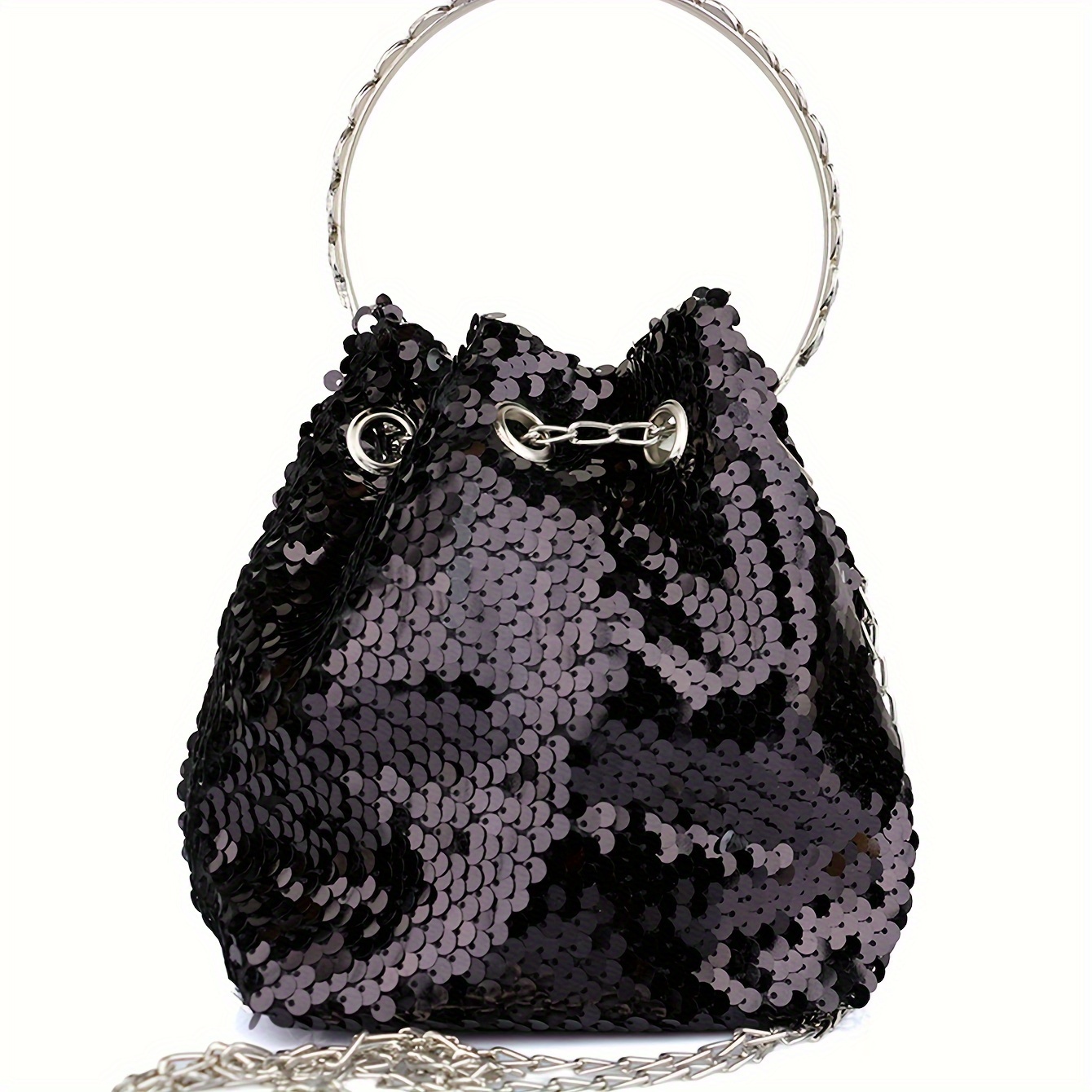 Bling Handle Black Crossbody Bag