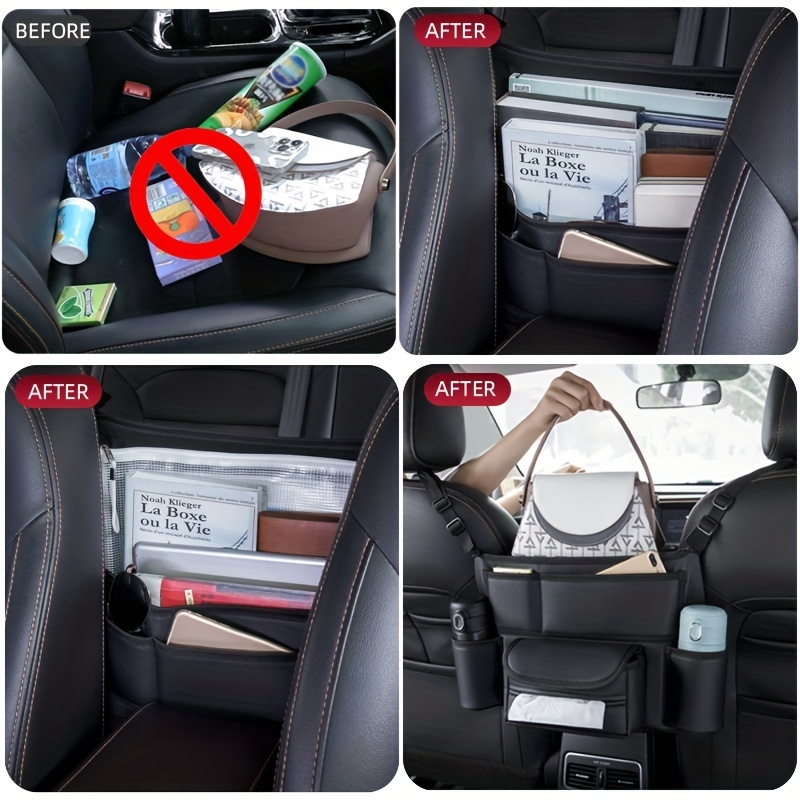 Car Organizer Leather Bag Front Seats Holder Purse - Temu