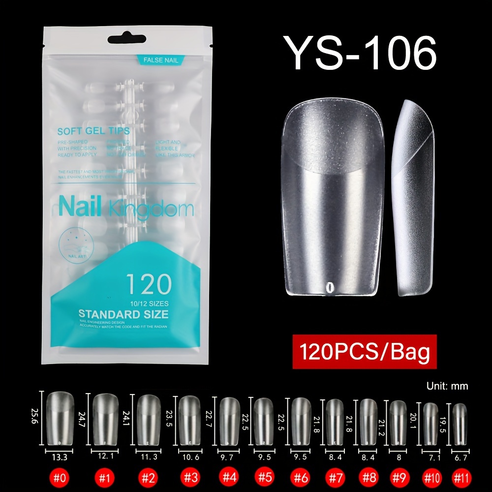 120pcs/bag Semi Frosted Soft Gel Nail Tips Traceless Semi-frosted Press On Nails Clear Nail Tips