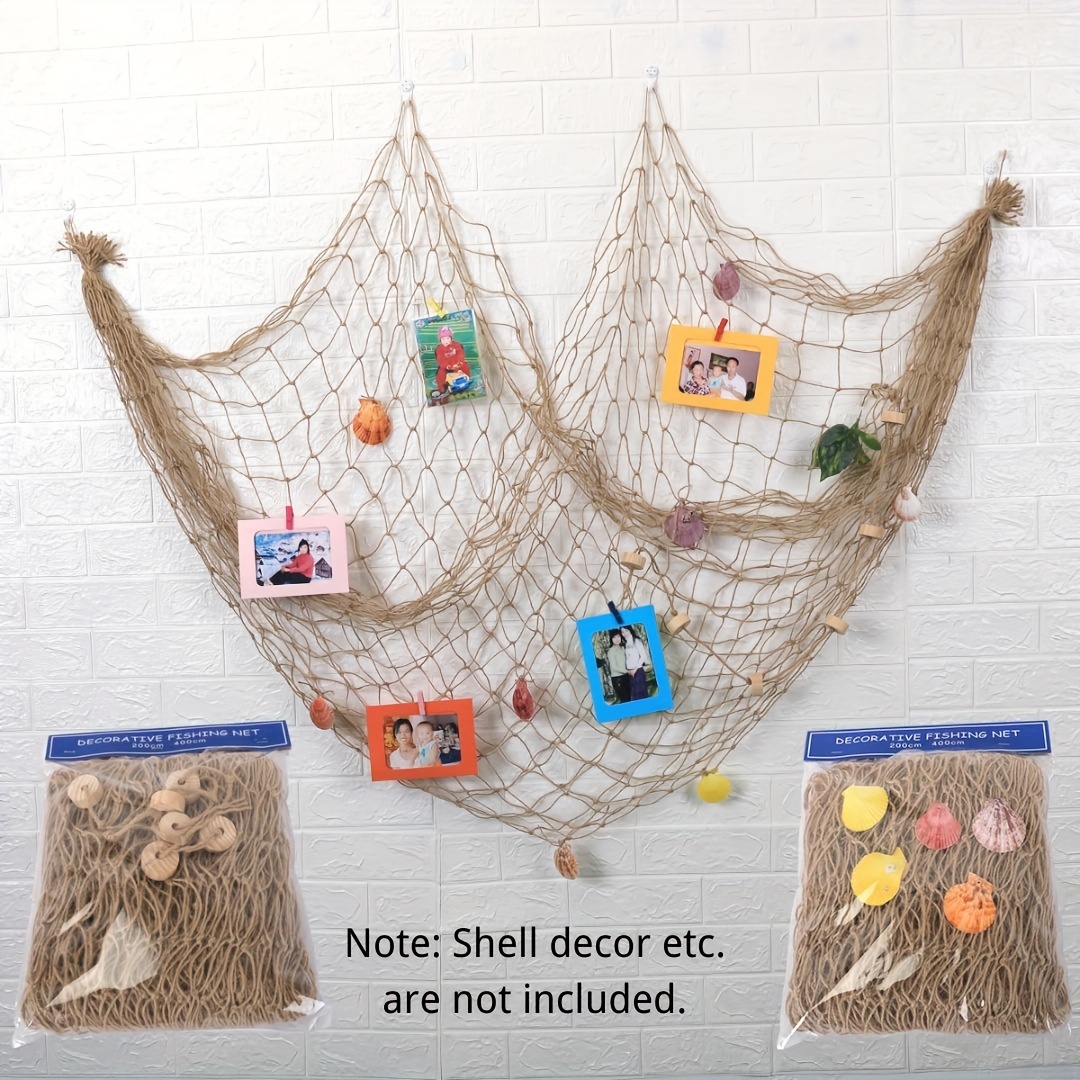 1pc Decorative Fish Net & Shell Garland & Thick Rope Wall Hanging  Decoration For Kindergarten Background