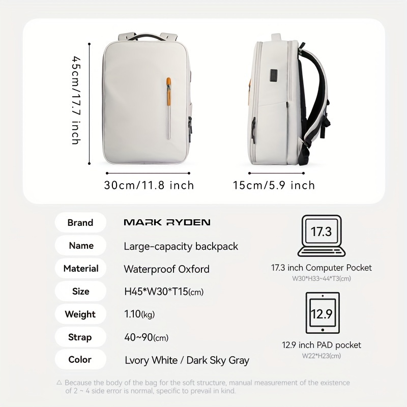 MARK RYDEN Casual Backpack, Simple Student Computer Home Travel Bag