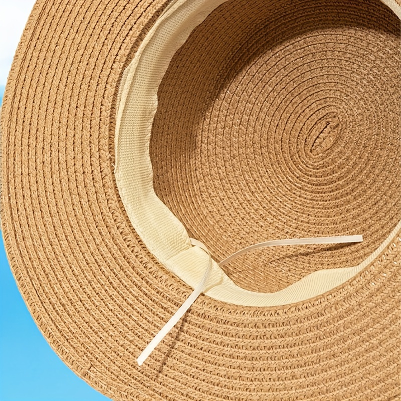 Wheat Rod Flat Top Natural Straw Hat Stylish Trendy Sun Hat - Temu Australia