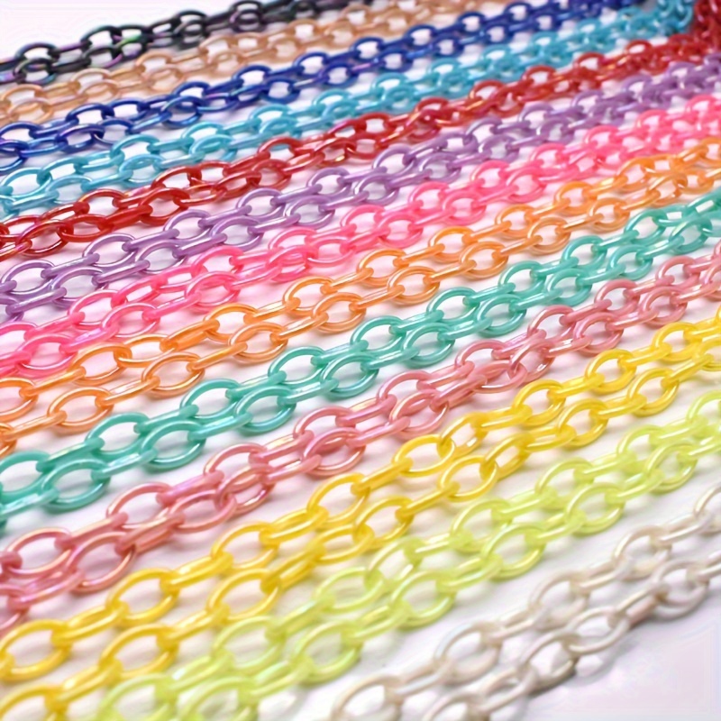 

10pcs/lot Mixed Color Random Acrylic Link Chain, Lobster Clasp Chains, For Glasses Chain Making Jewelry Findings Links Chain 13x7.5mm 6x8.4mm