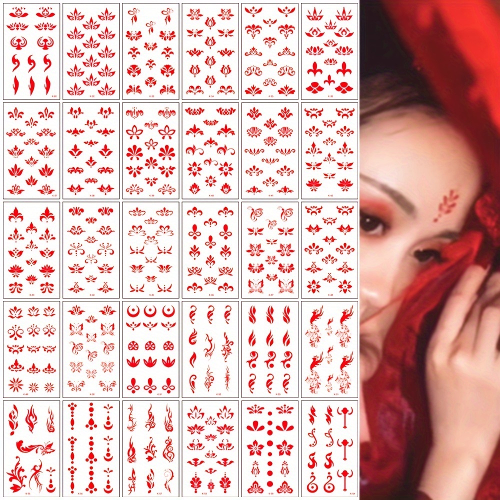 Traditional Chinese Style Women's Eyebrow Forehead Ornament Makeup Temporary Tattoo Stickers For Women