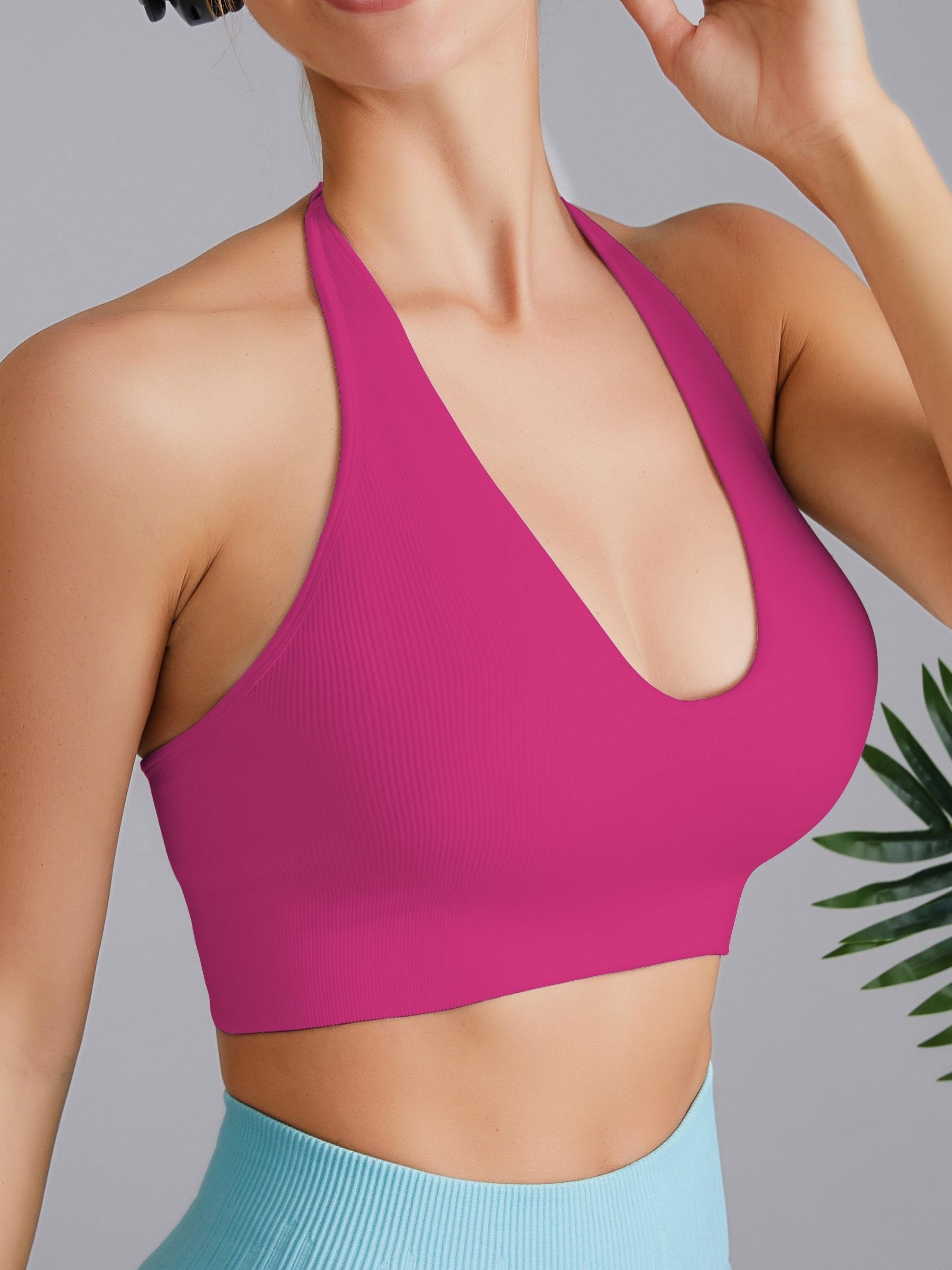 Seamless High-Neck Bra - PINK