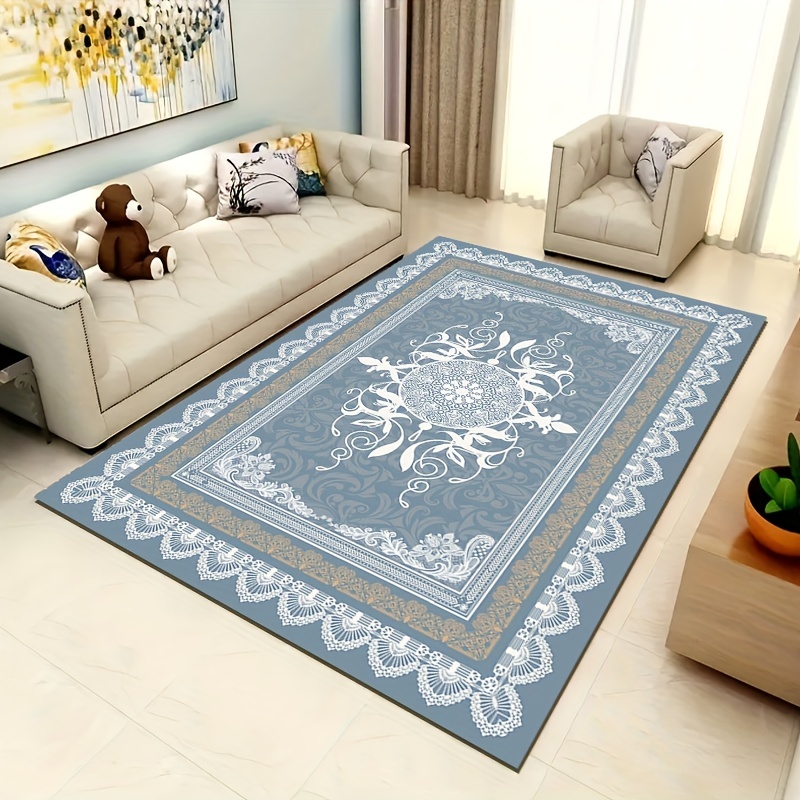 Vintage Persian Area Rug Crystal Velvet Non-slip Soft Polyester Mat