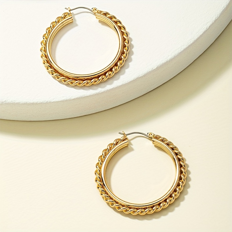 Matte Silver Thick Frosted Oval Hoop Earrings