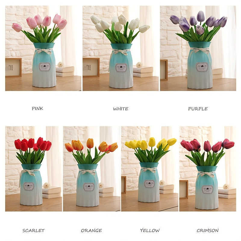 12 piezas de tulipanes artificiales de poliuretano de tacto real, tulipanes  de boda, flores de tulipán de látex para propuestas, fiestas, hogar