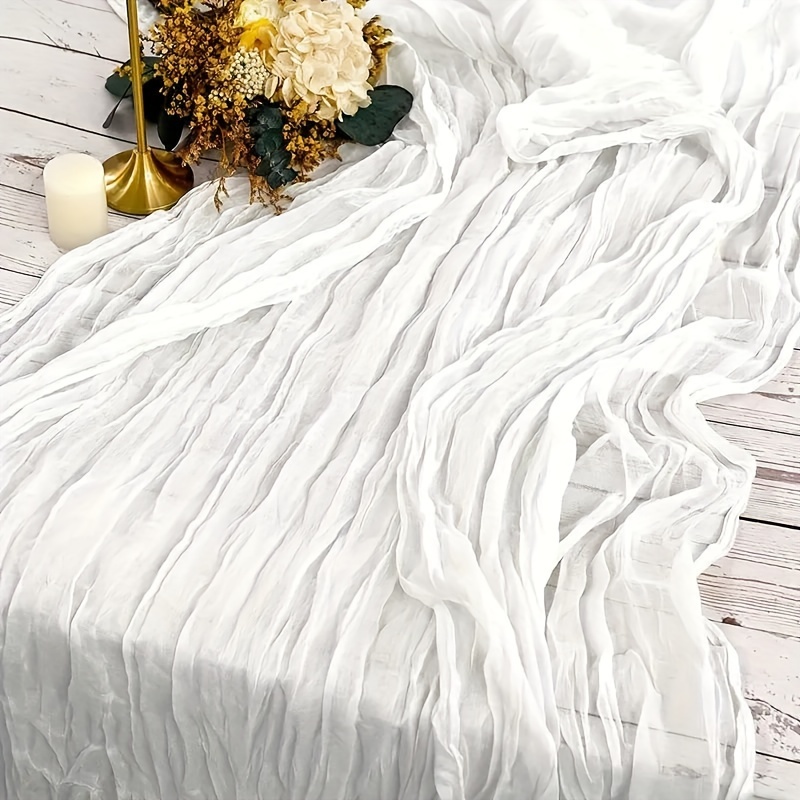 1pc Boho White Cheesecloth Table Runner Romantic Long Gauze Scarf For  Weddings, Receptions, Holidays, Birthdays, And More Dining Room, Dre
