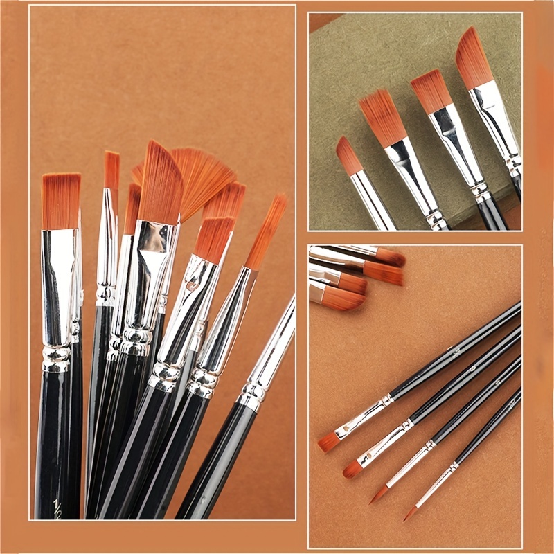 12 Pcs Wooden Oil Painting Brushes Set Artist Acrylic Watercolor Paint Tool
