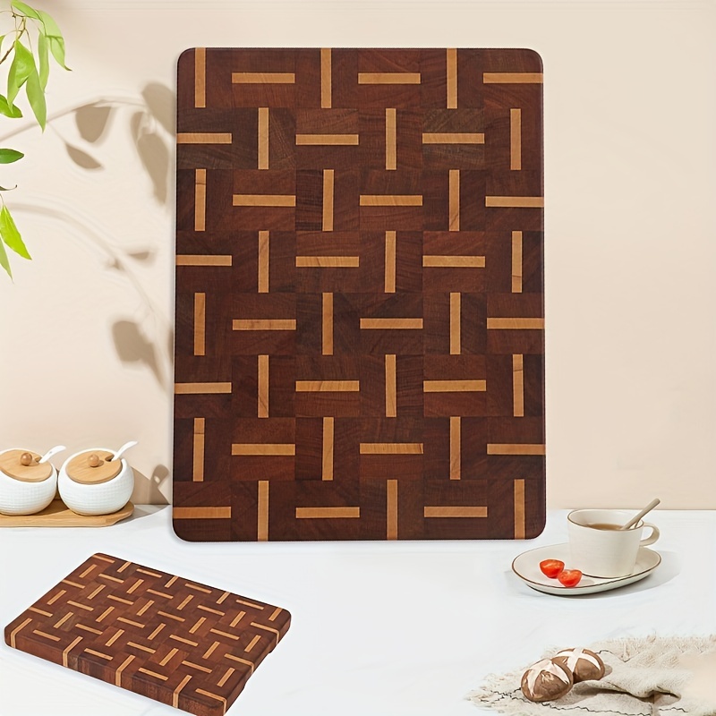 Rectangle End Grain Acacia/Rubber Wood Cutting Board -Reversible, Hand  Grips,Thick 15.4X10.6X1.2inches |Cutting Block for Kitchen