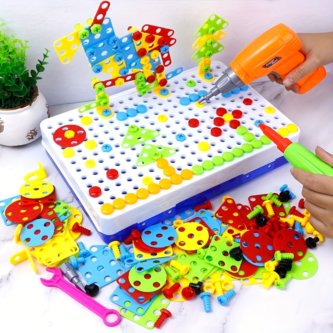 Stem Toys For Kids Design And Drill Toy For Kids - Temu