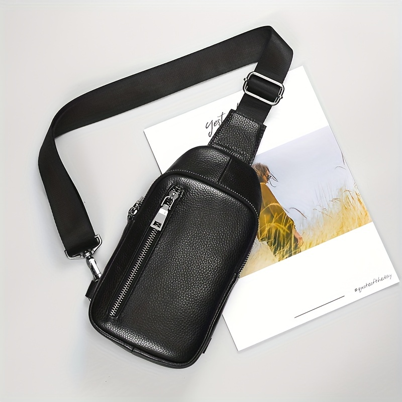 Small PU Leather Chest Crossbody Bag Men
