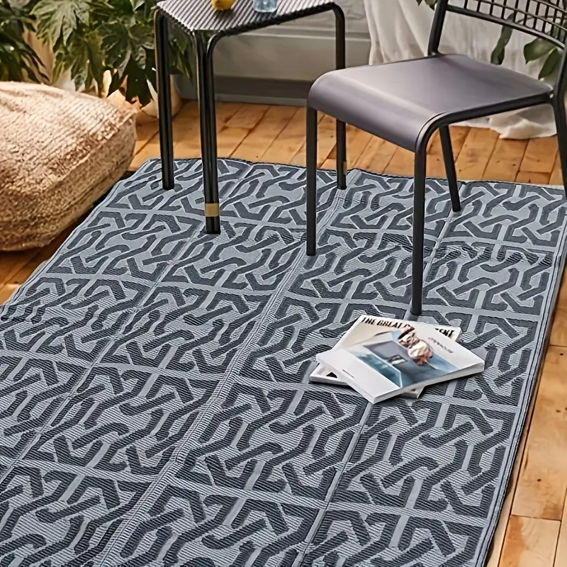 Reversible Outdoor Plastic Rug Waterproof Patio Camping Carpet Plastic  Floor Mat