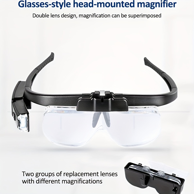 Head Mounted Magnifying Glasses With LED Lights - Rechargeable