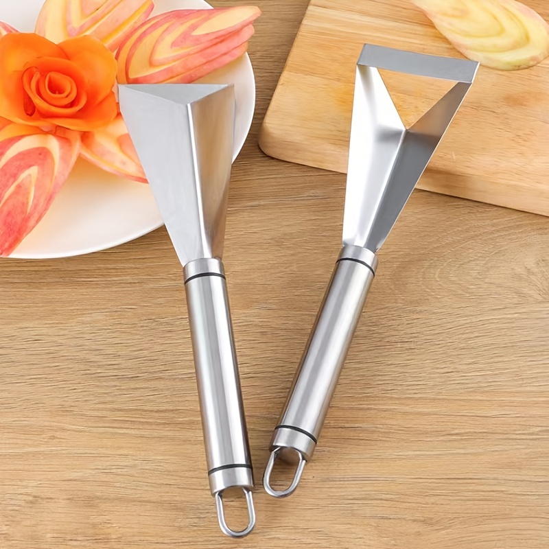 Triangle Fruit Carving Knife, 2Pcs Stainless Steel Fruit Platter Kitchen  Artifact, Vegetable Knife Non-slip Carving Blade Tool 