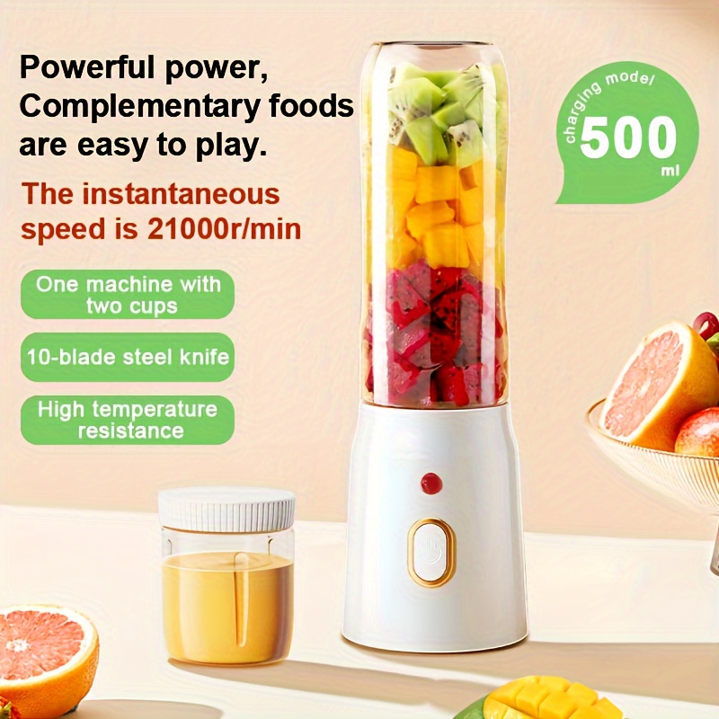 New Juicer Portable, With 2 Cups, Usb Rechargeable Mini Blender Fresh  Juicing Cup, Personal Size Blender For Smoothies And Shakes, Home Fruit  Blender For Kitchen, Home, Travel - Temu