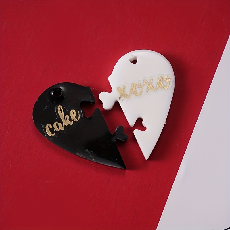 Split Heart Resin Casting Silicone Mold Keychain Love Pendant Jewelry Epoxy  DIY
