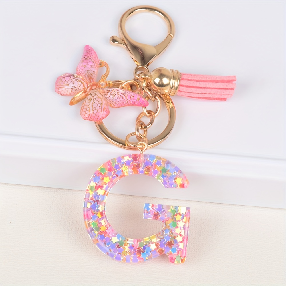 Initial Keyrings, Initial Keychains, Resin Letter Keyring, Pink Initial  Keyring, Pink Keyring, Pink Keychain, Initial Bag Charm 