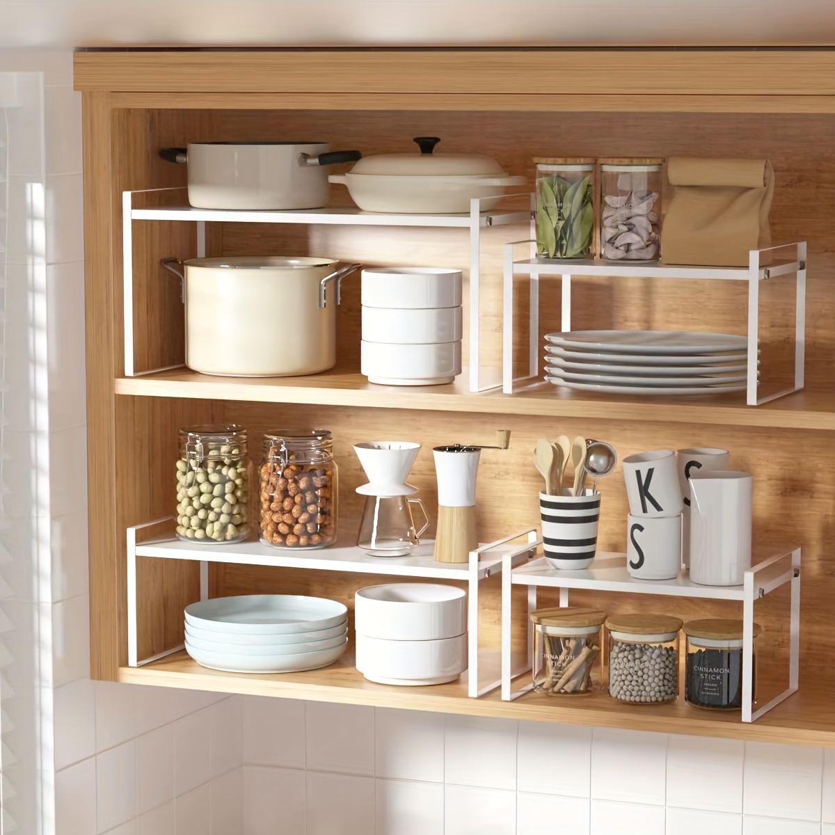 Expandable Cabinet Organizer Shelf Stackable Kitchen Counter - Temu