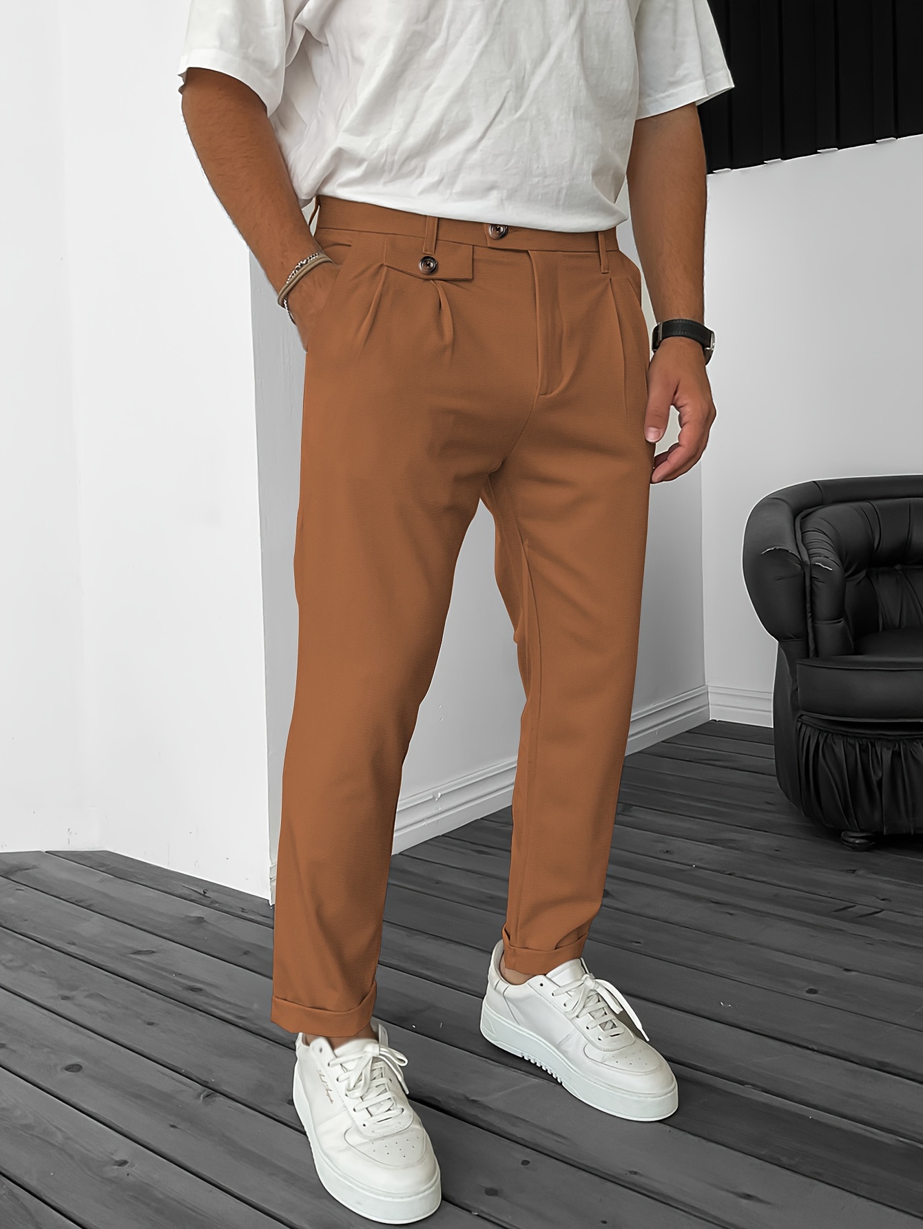 Men's Elegant Slacks Semi formal Stretch Dress Pants - Temu Canada