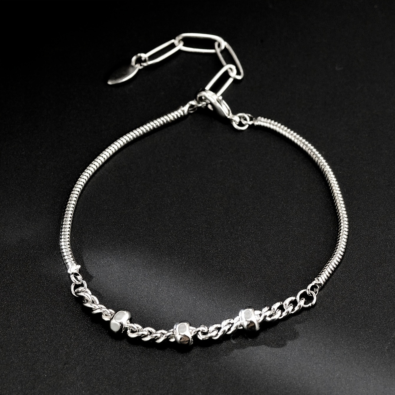 Classic Simple Silver Snake Bone Pattern Chain For Jewelry - Temu