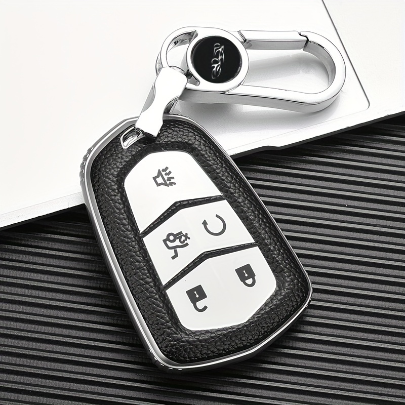 for Cadillac Key Fob Cover, Key Fob Case for 2015-2019 Cadillac Escalade  CTS SRX XT5 ATS STS CT6 5-Buttons Premium Soft TPU 360 Degree Full  Protection