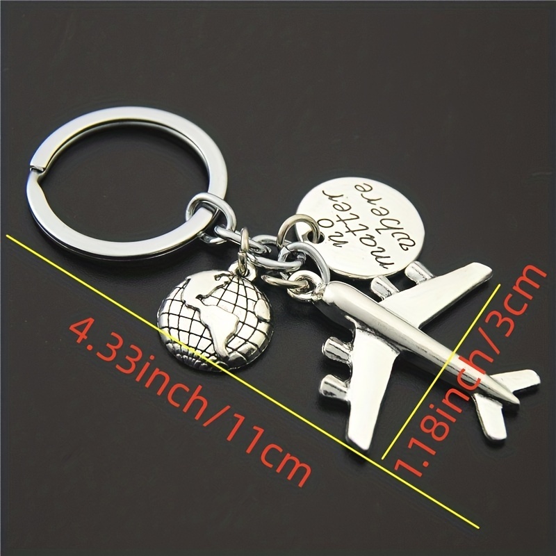 Creative Retro Airplane Metal Keychain Silvery Flight Shape Key Ring Bag  Ornament - Temu