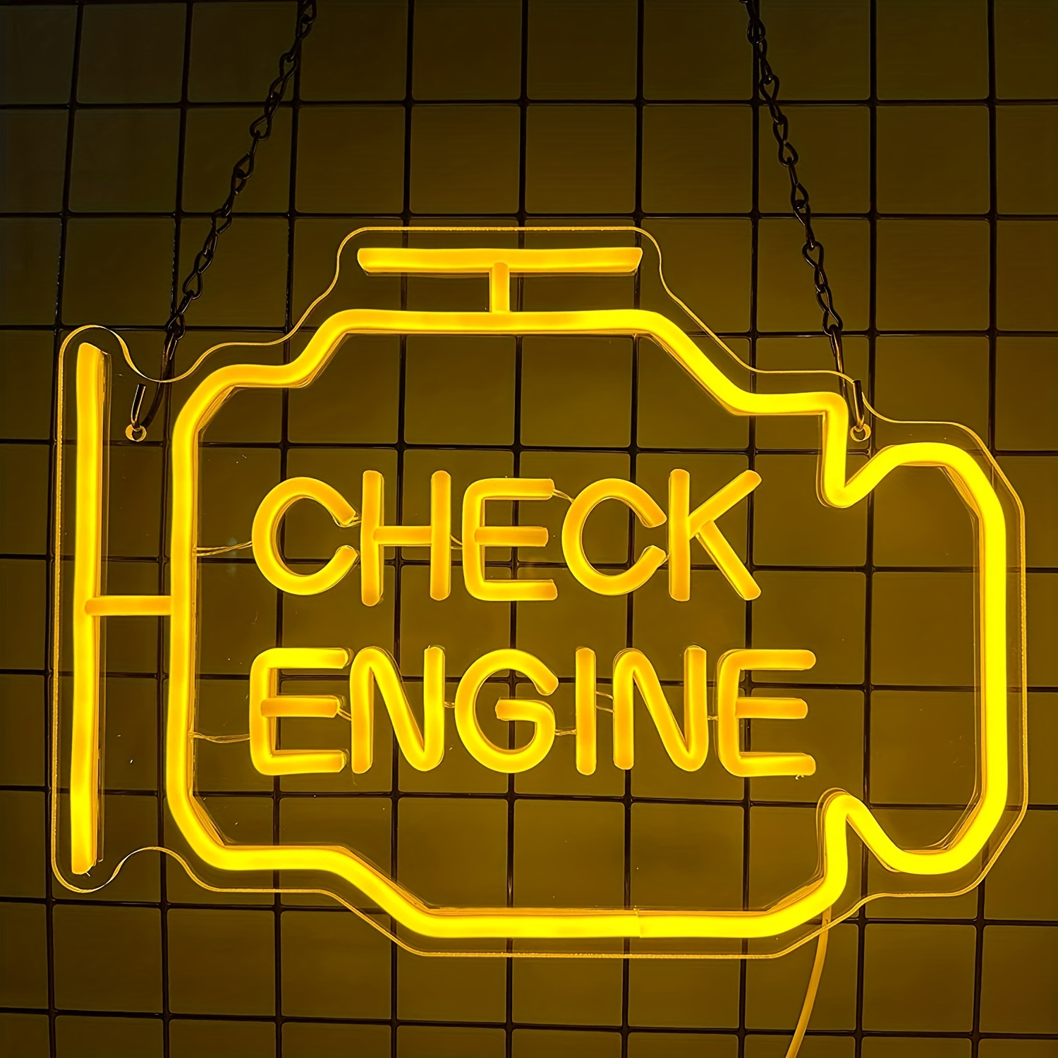 1pc Check Engine Neon Sign, Personalisierte Check Light LED Garage Sign,  Wanddekoration Autozeichen, Benutzerdefinierte Neon Sign, Männerhöhle