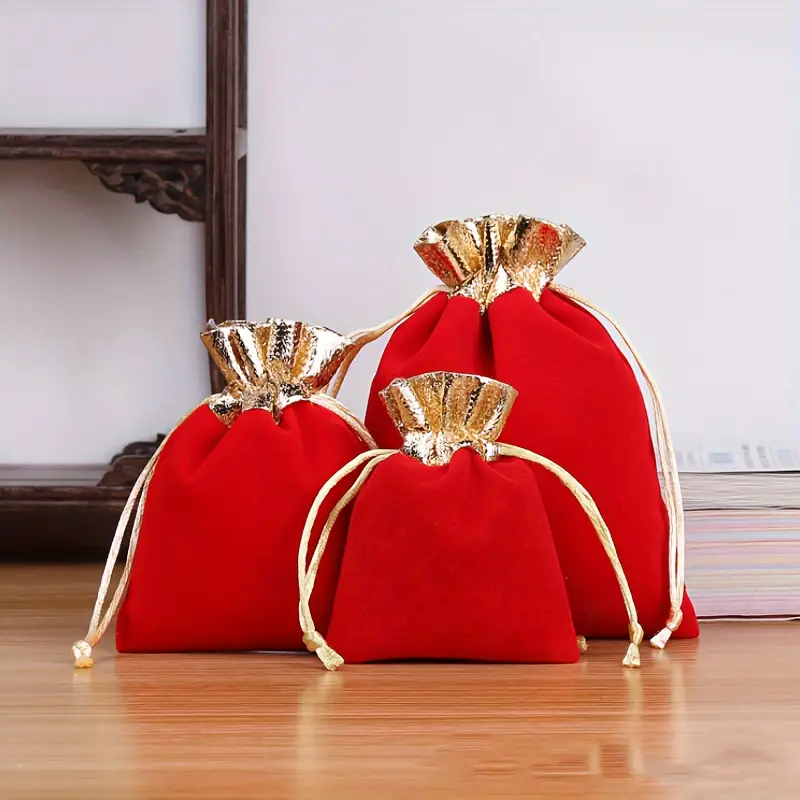 Velvet Cloth Drawstring Bags For Christmas Wedding Gift Candy Pouches,  Upscale Small Wrap Bags For Jewelry Dice Party Favors Bags (black&red  Multi-size) - Temu Philippines